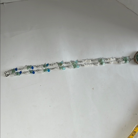 Handmade green geode with sea glass accents Necklace - Picture 13 of 13